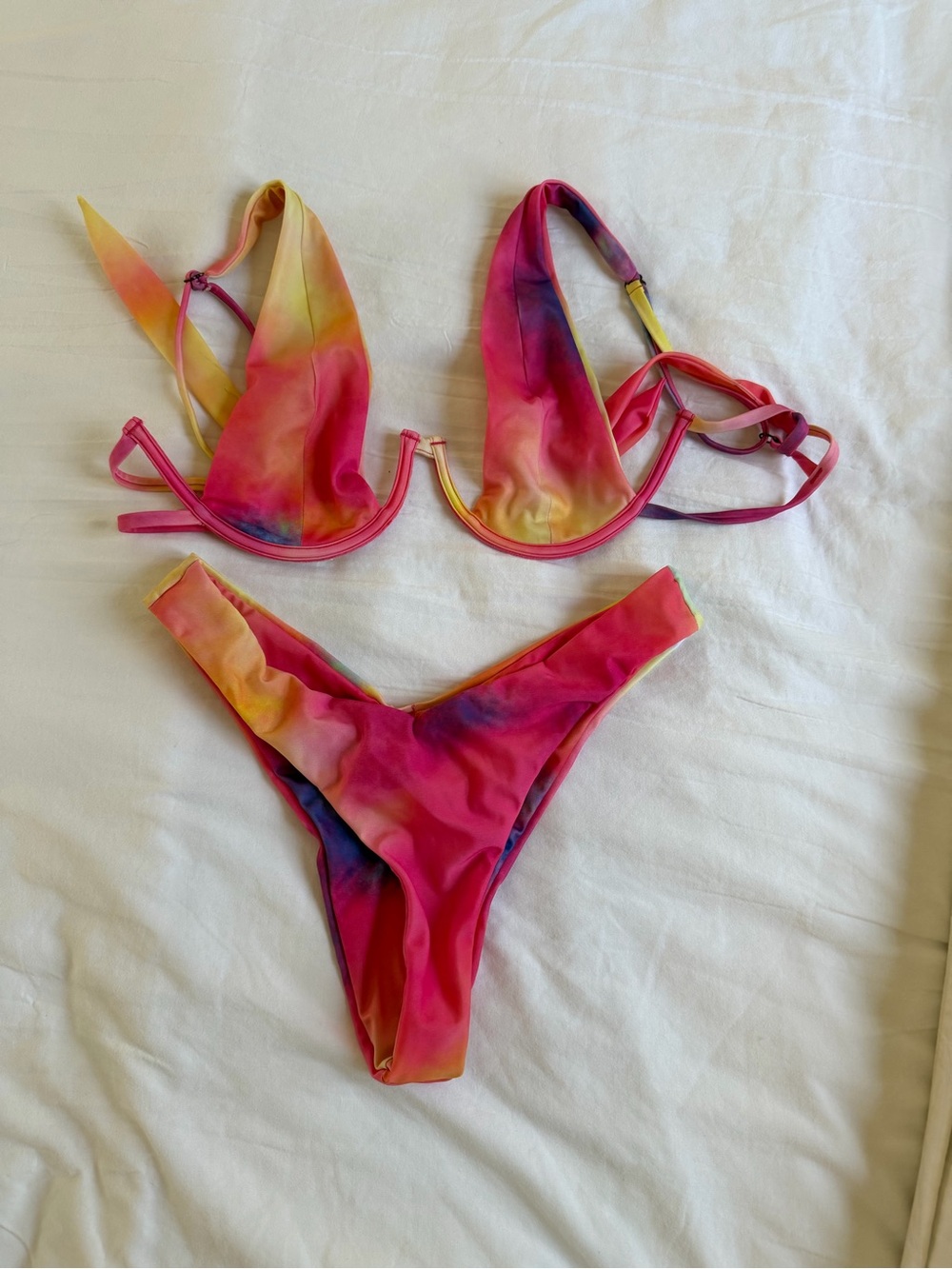 Tie-Dye Pink Yellow Women's Bikini Set